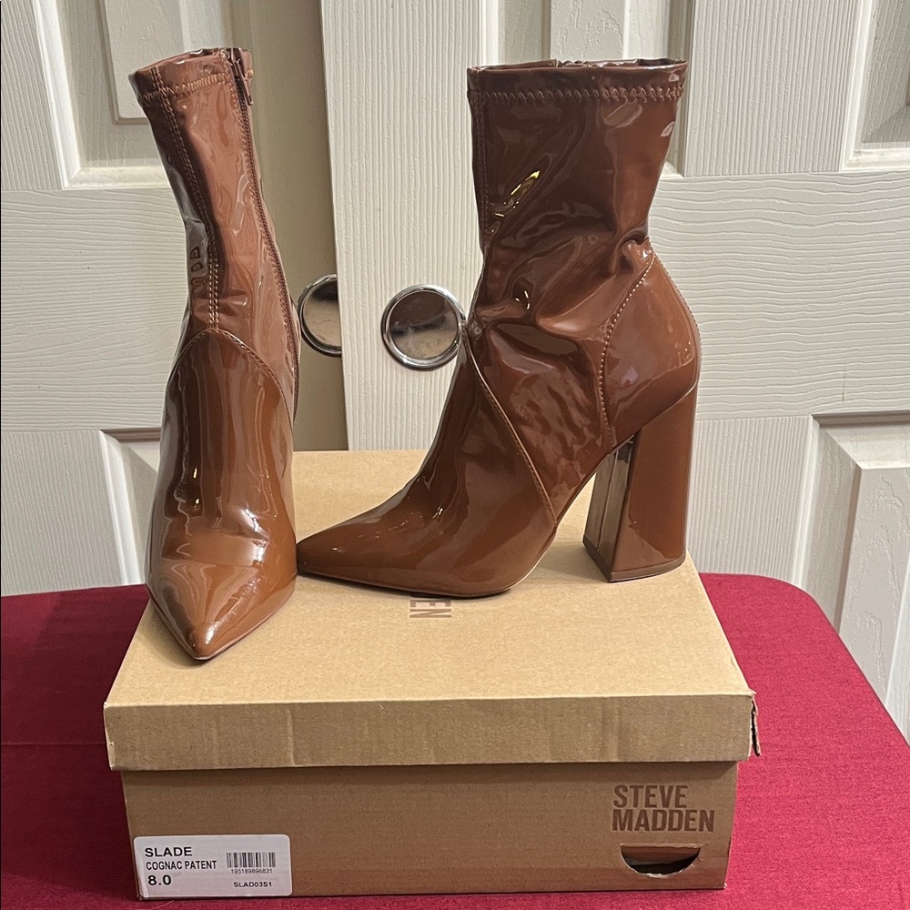 Steve Madden Women's Tan Patent Heeled Boots